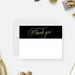 Personalized black and gold 40th birthday thank you card with elegant script lettering and white handwritten-message area-front