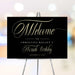 Personalized black and gold 40th birthday welcome sign for women with custom name, elegant script lettering and celebration date