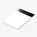 Personalized corporate gala notepad with a black header, sparkling gold accents, custom name, and a blank white writing area.