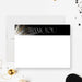 Black and gold thank-you card with elegant white lettering, sparkling gold accents, and a blank white area for a handwritten message.