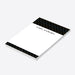 Personalized black and gold geometric notepad with modern border and custom name-side