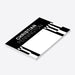Personalized black-and-white geometric notepad for men with custom name, bold block pattern and spacious blank writing area-side