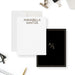 Monogram note cards with a printed gold effect name on the white front; matching initials and border on the black back.