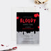 “Bloody Good Time” birthday invitation featuring blood splatter design on dark background