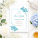 Personalized blue floral tea party birthday invitation, perfect for afternoon tea, garden parties, birthdays, showers, brunches, and elegant gatherings-front