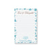 Personalized blue floral Tea and Thoughts notepad with botanical border, teacup illustration, lined writing space, and custom name