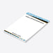 Personalized blue geometric notepad with custom name, perfect as a birthday party favor or stationery gift.-side
