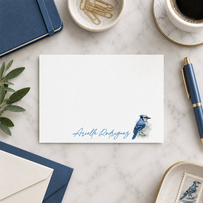 Personalized Blue Jay Note Cards Custom Name Stationery