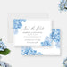 Personalized blue watercolor floral save the date card with custom names and wedding date-front-back