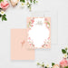 Personalized blush pink watercolor floral note card with custom name and blank writing area-front-back