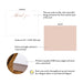 Front and back of personalized blush wedding thank you note cards showing A2 dimensions and matte cardstock details.
