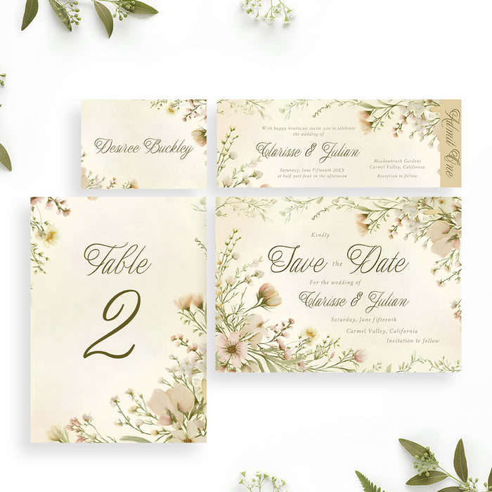 Personalized Blush Wildflower Garden Wedding Invitation
