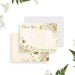 Front and back of personalized wedding thank you card with blush wildflowers, elegant Thank You script, writing space and the couple’s names-front-back