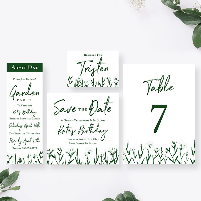 Personalized Botanical Garden Party Birthday Invitation