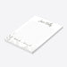 personalized botanical wedding notepad with Love Notes heading, couple names, lined writing pages, and delicate foliage illustration-side