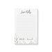 personalized botanical wedding notepad with Love Notes heading, couple names, lined writing pages, and delicate foliage illustration