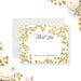 Personalized green and gold botanical wedding thank you card with gold leafy border, “Thank You” script, and couple’s names-front