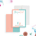 Personalized pink and blue gender reveal thank you card with Boy or Girl wording, baby footprints, parents-to-be’s names, and blank writing area-front-back