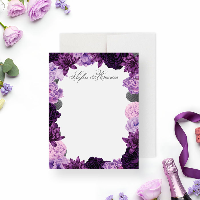 Purple Floral Bridal Shower Invitation Champagne Bottle