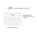 Example of optional return address printing in black ink on a white envelope flap, with the reverse side of the envelope shown below.