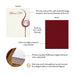 Front and back of personalized burgundy wine glass heart note cards with A2 size and matte cardstock details.