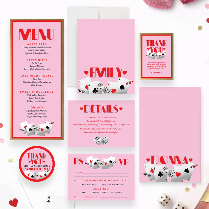 Personalized Lucky in Love Casino Bachelorette Party Invitation