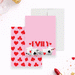 Personalized pink casino playing card note card for women with custom name, cards, dice, hearts and a blank writing area-front-back