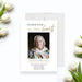 Photo memorial invitation with “Forever in Our Hearts” message for a celebration of life service.-front