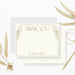 Personalized Art Deco wedding thank you card with custom couple names, gold geometric star border and blank writing area-front-back