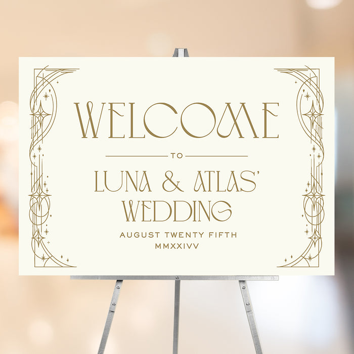 Personalized Celestial Art Deco Wedding Invitation