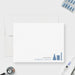 Personalized chemistry note card with blue flask, beaker and test tube illustrations beside the name at the lower right on white.
