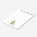 Personalized Christmas notepad featuring a hand-drawn Christmas tree, colorful holiday heading, lined writing space, and a custom family name-side