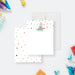 Personalized colorful birthday note card with party hat and confetti-front-back