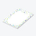 Personalized colorful confetti notepad with name and white writing area-side