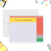 Personalized birthday thank you card with a name, soft lavender writing area, and coral, yellow, blush, gray, and green geometric blocks-front