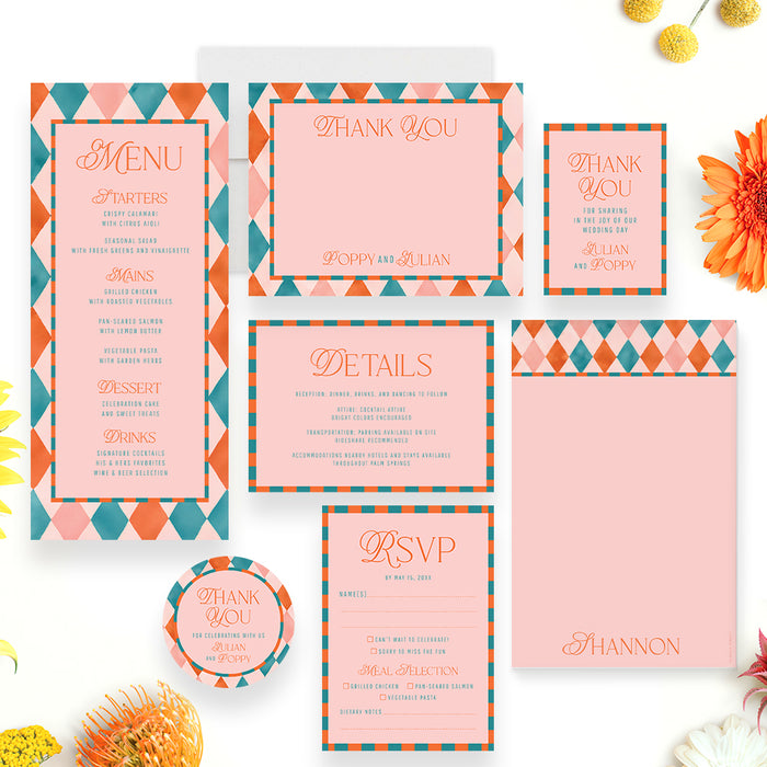 Personalized Colorful Geometric Wedding Invitation
