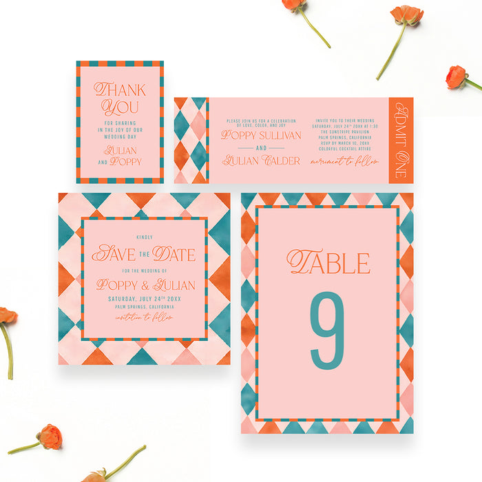 Personalized Colorful Geometric Wedding Invitation
