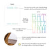 Front and back of personalized colorful mitzvah thank you note cards showing A2 dimensions and matte cardstock details.