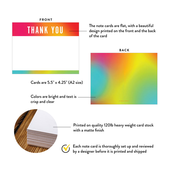 Colorful personalized thank you card for celebrations and party guests