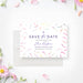 Personalized colorful watercolor wildflower Bat Mitzvah save the date card with Star of David, custom name, event date and invitation to follow wording-front