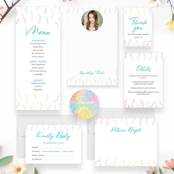 Personalized Colorful Watercolor Wildflower Birthday Party Invitation