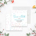 Front and back of personalized watercolor wildflower birthday party save the date card with custom name, age, event date and invitation to follow wording-front-back