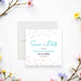 Front and back of personalized watercolor wildflower birthday party save the date card with custom name, age, event date and invitation to follow wording-front