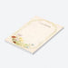 Personalized lined notepad with Cassandra name, delicate arched vine border and colorful red, yellow, blue and lavender wildflowers-side