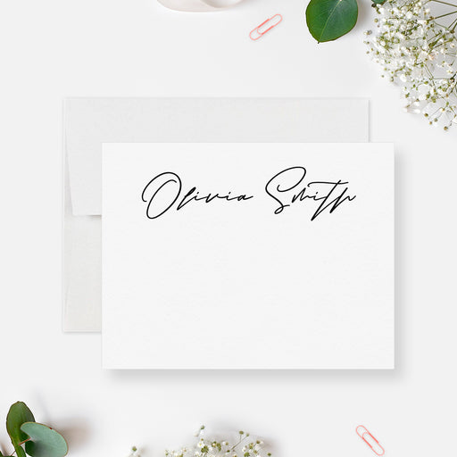 Personalized coral note card for women with modern design and custom name text – elegant thank you stationery for office or personal use
