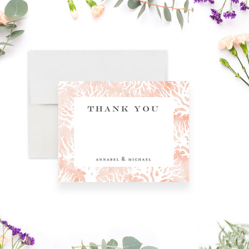 Custom coral reef ocean note card set featuring vibrant coral illustrations and a personalized name