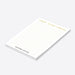 personalized corporate anniversary notepad with Forty Years Strong heading, gold-colored lines, and custom company name-side