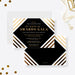 Personalized corporate awards gala invitation with black and gold design, diagonal stripes, company name, and event details-front-back