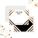 Personalized corporate thank you card with elegant gold diagonal stripes, black lettering, and company name-front-back