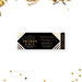 Personalized corporate awards gala ticket invitation with black and gold design, diagonal stripes, and Admit One panel